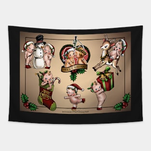 Cute baby christmas tattoo flash Tapestry