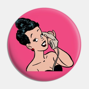 The woman is talking. Pin