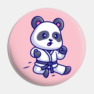 Cute Panda Karate Cartoon Pin