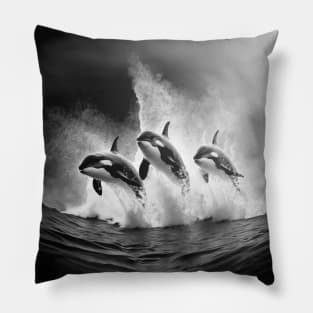 jumping killer whales Pillow