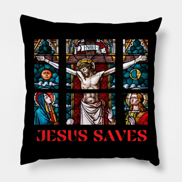 Jesus saves Pillow by T-ShirtTime23