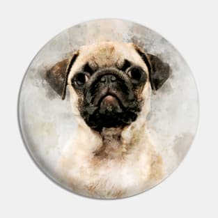 Pug Dog Watercolor Portrait 01 Pin