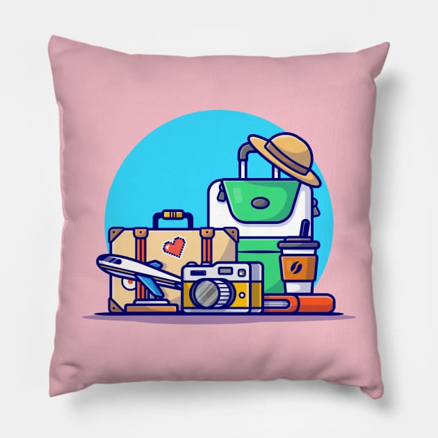 Traveling Time Cartoon Vector Icon Illustration Pillow by Catalyst Labs