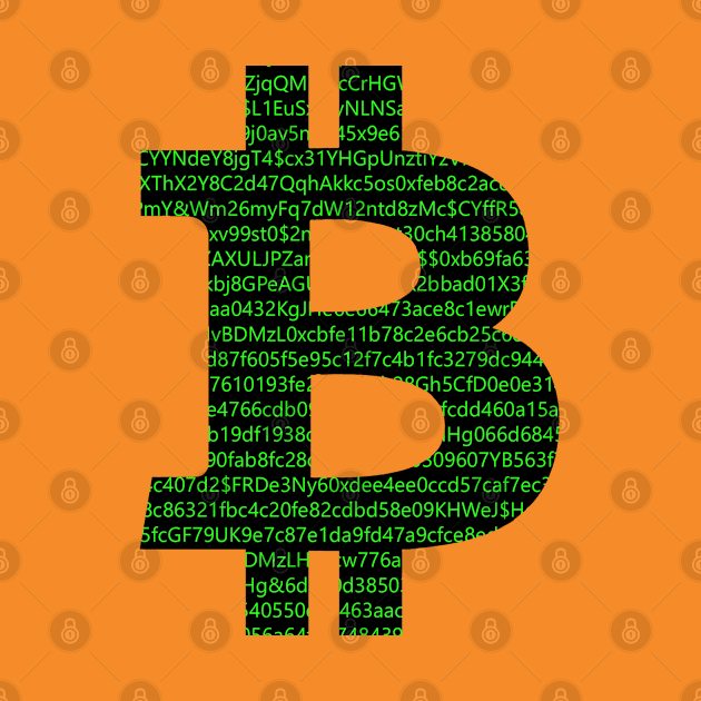 Bitcoin symbol BTC cryptography green computer code by Brasilia Catholic