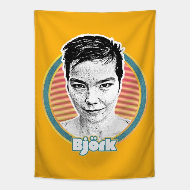 Björk //// Retro Style Fan Art Design Tapestry by DankFutura