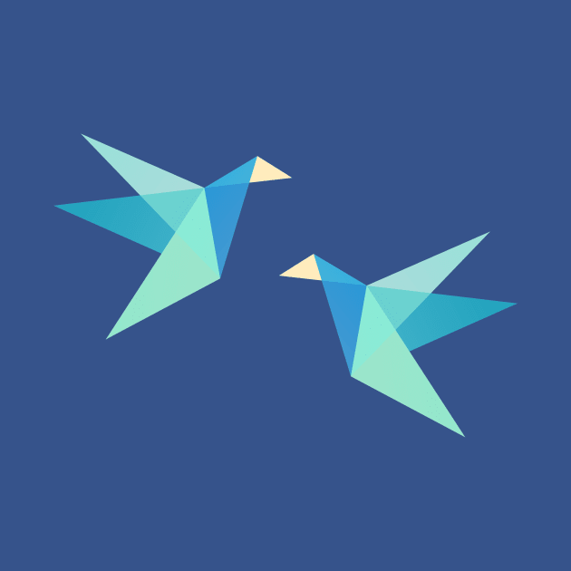 Blue and Orange Paper Cranes by XOOXOO