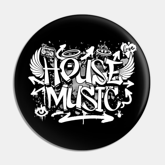 HOUSE MUSIC  - Graffiti Steez (grey/white) Pin by DISCOTHREADZ 