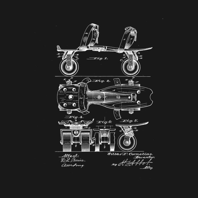 Roller Skate Vintage Patent Drawing by TheYoungDesigns