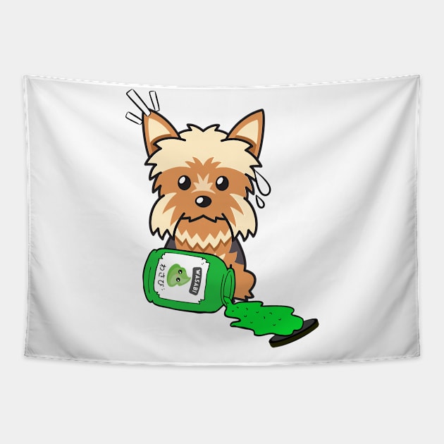 Naughty Yorkshire Terrier Spilled Wasabi Tapestry by Pet Station