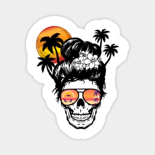 Sun Salt Sand Beach Coconut Tree Messy Bun Skull Vacation Magnet