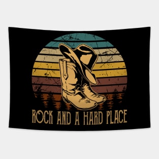 Rock And A Hard Place Cowboy Boots And Hat Country Music Tapestry