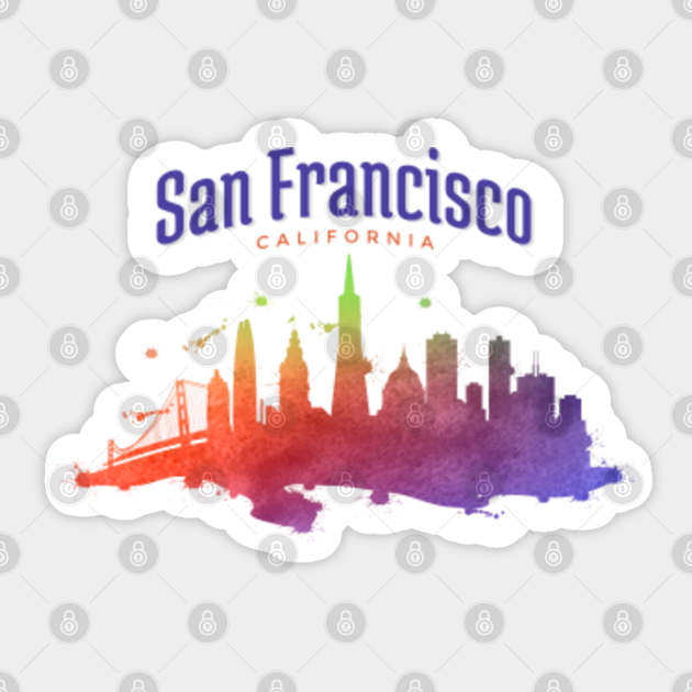 San Francisco Watercolor Skyline Travel San Francisco Sticker Teepublic Free for commercial use no attribution required high quality images. teepublic