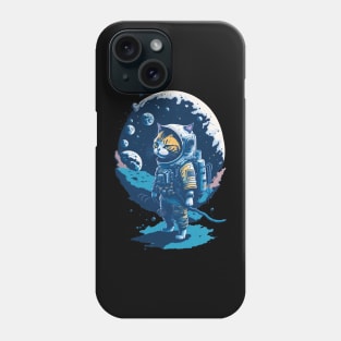 Funny Cat Astronaut Walking In The Space Phone Case