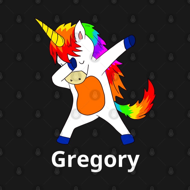 Gregory First Name Personalized Dabbing Unicorn by chuhe86