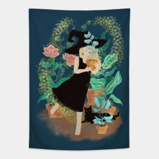 Plant lover witch Halloween Tapestry