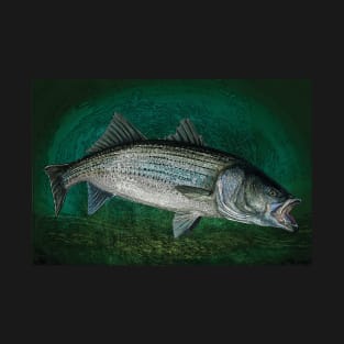 Striped Bass in Blue Green Depths, Ocean Fishing T-Shirt