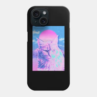 cat synthwave Phone Case