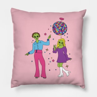 Alien Retro 70s Disco by Courtney Graben Pillow