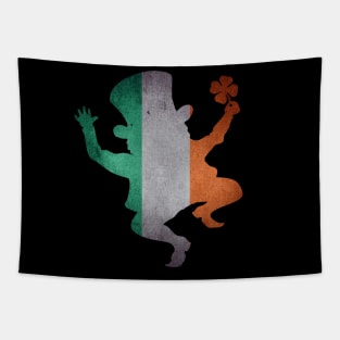 Funny Irish Flag Leprechaun Silhouette St Patrick's Day Symbol Tapestry