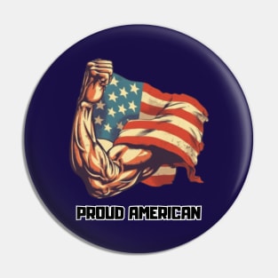 Proud american, biceps, american flag, bodybulding Pin