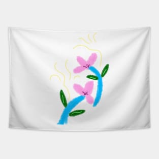 Pink blue flower art Tapestry