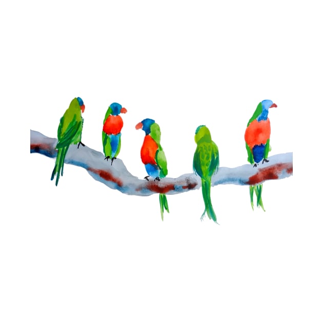 Rainbow Parakeets by julyperson