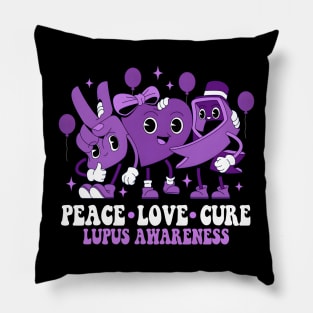 Purple Ribbon Survivor Groovy Lupus Awareness Pillow