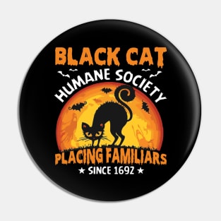 Black Cat Halloween Scary Spooky Retro Vintage Pin