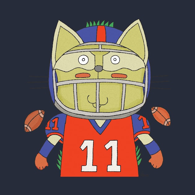 Cat Goof Football Player Number Eleven Geared Up by Ananamorph Art @PeculiarPeaks Nana Totem Wolfe