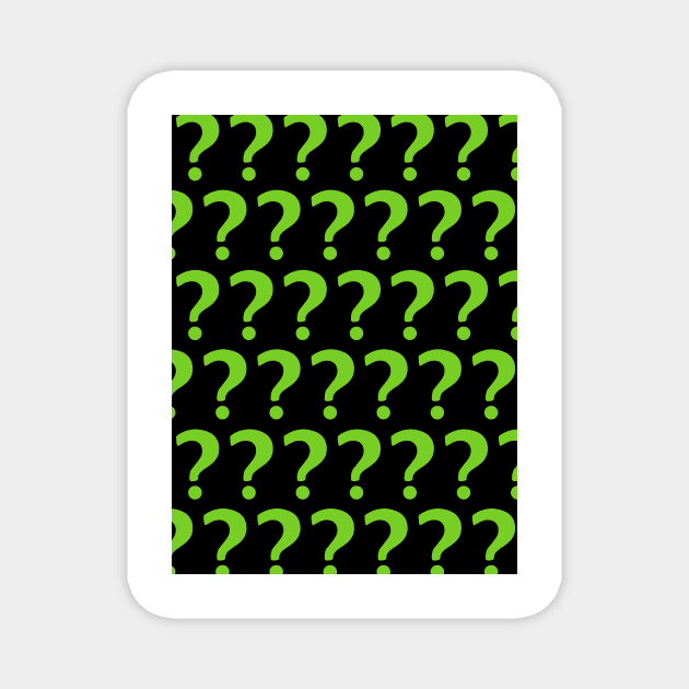 Green Question Marks Enigma pattern Magnet by XOOXOO