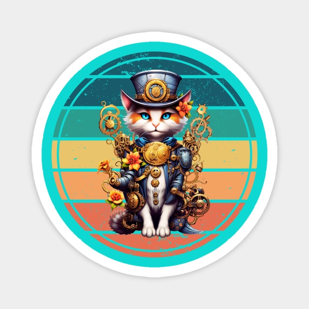 Steampunk Calico Kitty Magnet by Queen of the Minivan