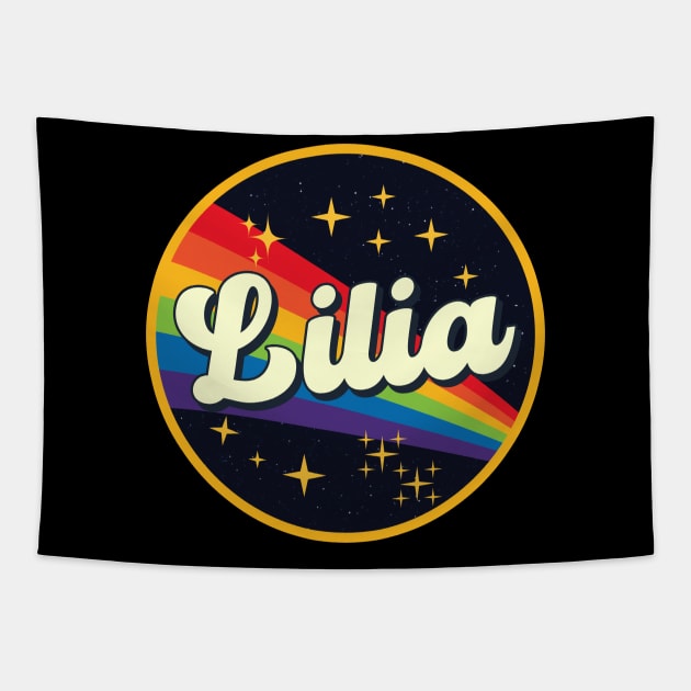 Lilia // Rainbow In Space Vintage Style Tapestry by LMW Art