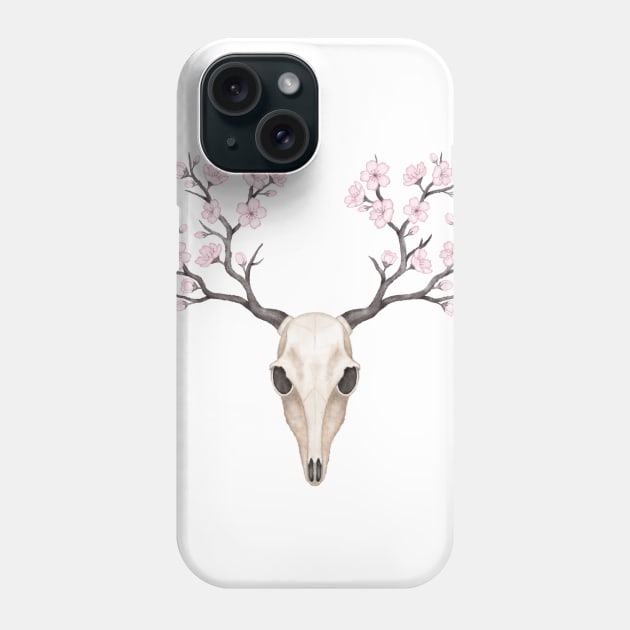 Blooming deer skull Phone Case by Laura_Nagel