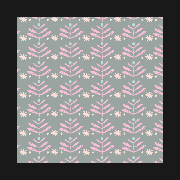 Grey and Pink Mod Blooms by greenoriginals