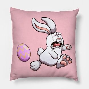 Cute Scared Easter Bunny With Easter Egg Pillow