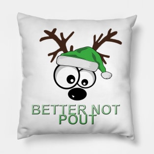 Big Eyes “Better Not Pout” Reindeer Pillow