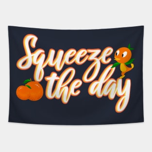 Squeeze the day Orange Bird Tapestry