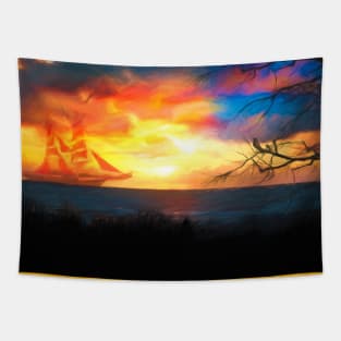 Fiery Sunset Tapestry