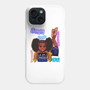 Positive Affirmation Self love Affirmations African American girl black woman motivational inspirational words Phone Case