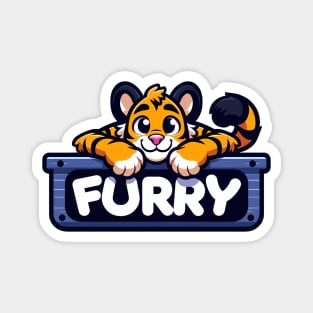 Anthro Furry Sign Cute Tiger Fursona Art Magnet