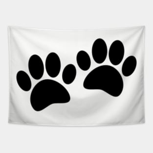 Cute Cartoon Black Puppy Paw Prints Tapestry