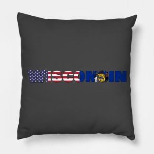 Wisconsin State Flag/American Flag logo Pillow