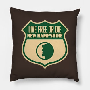 New Hampshire - Vintage Live Free or Die Shield Pillow