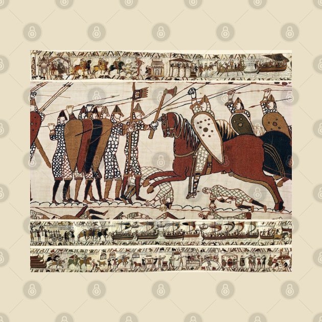 THE BAYEUX TAPESTRY ,BATTLE OF HASTINGS ,NORMAN KNIGHTS COMBATTING HORSEBACK by BulganLumini