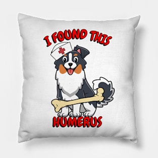 Funny collie dog is a nurse with a joke Pillow