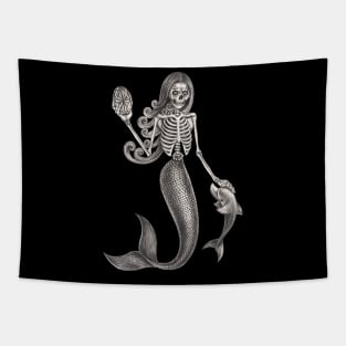 Mermaid skull fantasy surreal art. Tapestry