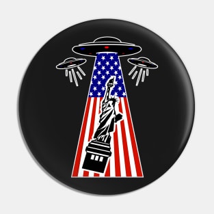 Alien abduction Statue of Liberty, USA Flag Pin