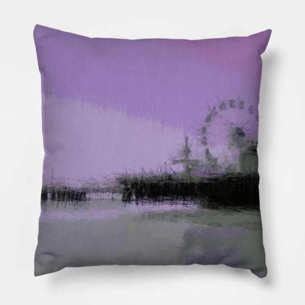 Abstract Purple and Grey Shades Santa Monica Pier Pillow by Christine aka stine1