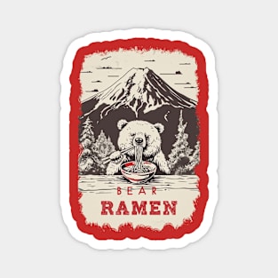 Mountain Ramen Bear A Delight for Ramen Fans! Magnet