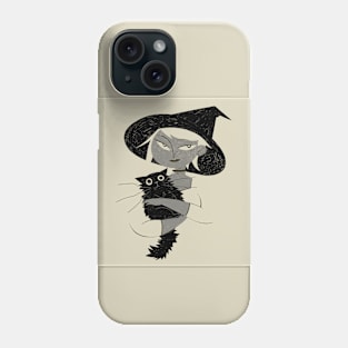 Witch and cat Phone Case